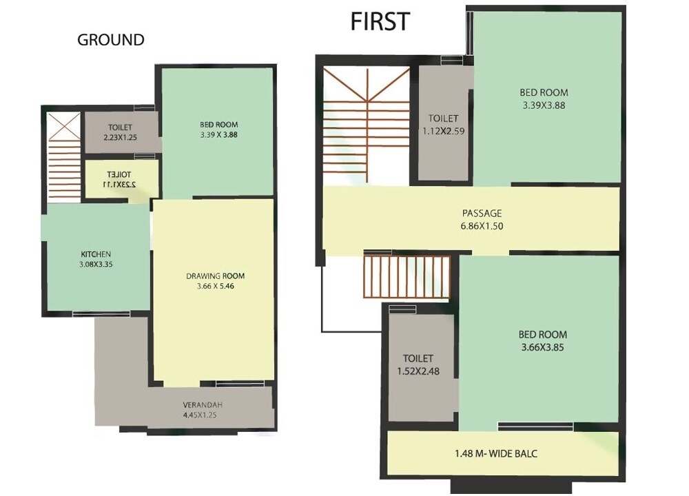 Floor plan of 3 BHK 1229 Sq. Ft. Villa in Guruji Gokuldham Premium Bunglows, Ahmedabad
