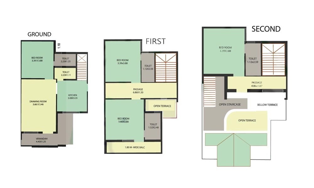 Floor plan of 4 BHK 1565 Sq. Ft. Villa in Guruji Gokuldham Premium Bunglows, Ahmedabad
