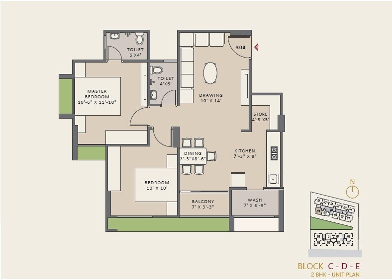 Floor plan of 2 BHK 603 Sq. Ft. Apartment in Himalaya Pinnacle Phase 2, Ahmedabad