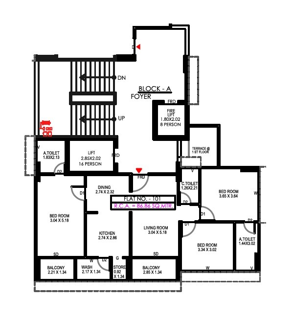 3 BHK 935 Sq. Ft. Apartment