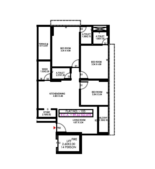 3 BHK 965 Sq. Ft. Apartment