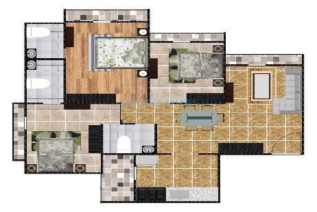 Floor plan of 3 BHK 2300 Sq. Ft. Apartment in HN Safal Summit II, Ahmedabad