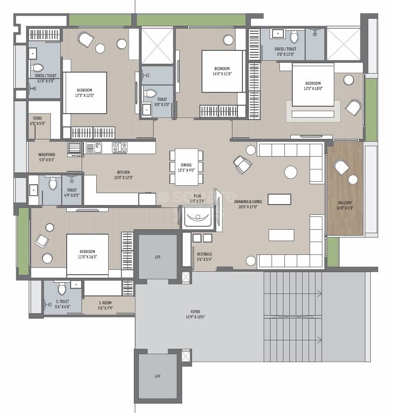 4 BHK 1603 Sq. Ft. Apartment