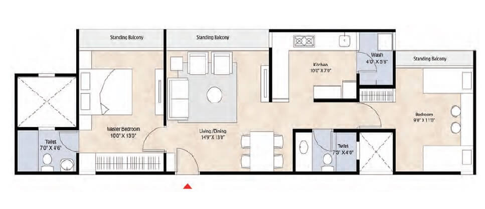 2 BHK 680 Sq. Ft. Apartment