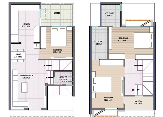 Floor plan of 3 BHK Villa - 956 sq. ft. in Jeet City, Ahmedabad