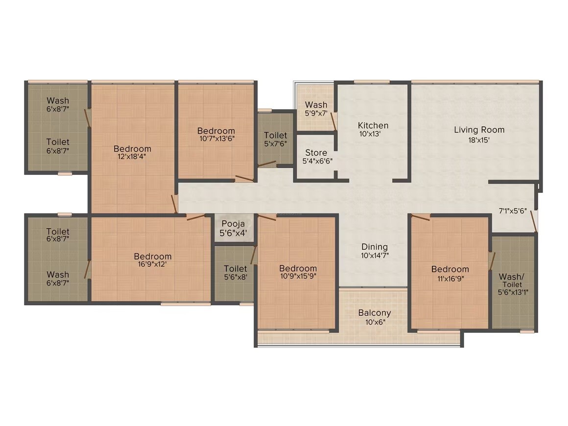 Floor plan of 5 BHK 5000 Sq. Ft. Apartment in JP Iscon Platinum, Ahmedabad
