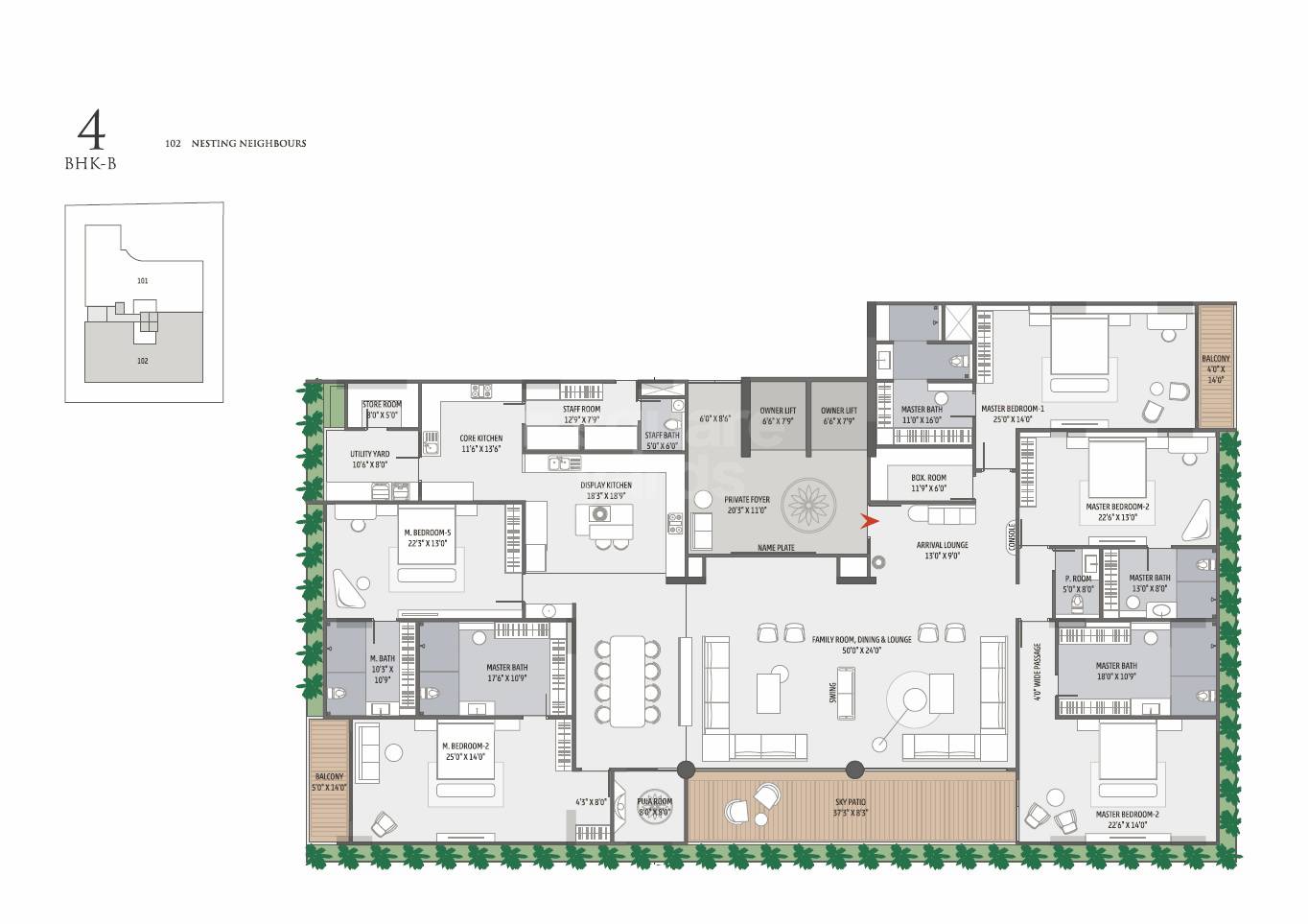 Floor plan of 5 BHK 4914 Sq. Ft. Penthouse in JP Vaikunth, Ahmedabad