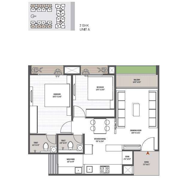 2 BHK 585 Sq. Ft. Apartment in Kavisha Amara