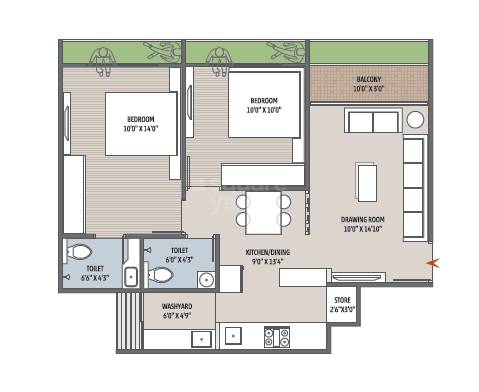 2 BHK 648 Sq. Ft. Apartment