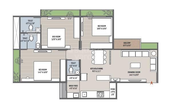 Other, kavisha-atria 3 Bedroom 825 Sq.Ft. Apartment In Shela Ahmedabad 9037544