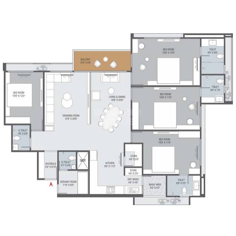 4 BHK 3300 Sq. Ft. Apartment