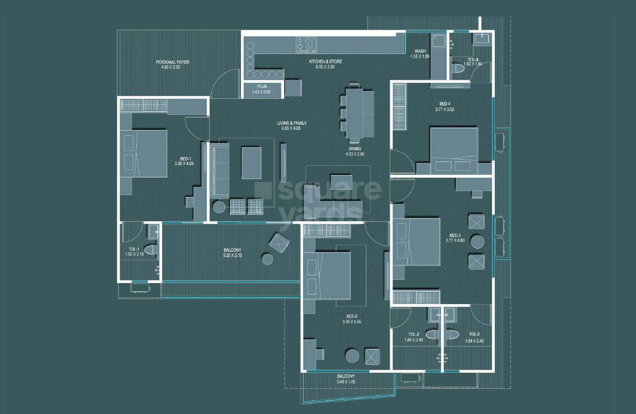 4 BHK 1800 Sq. Ft. Apartment