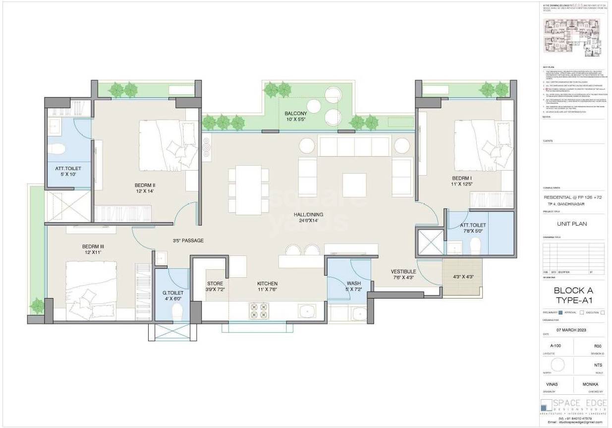 Floor plan of 3 BHK 2412 Sq. Ft. Apartment in Kesari Hilltown Luxuria, Ahmedabad