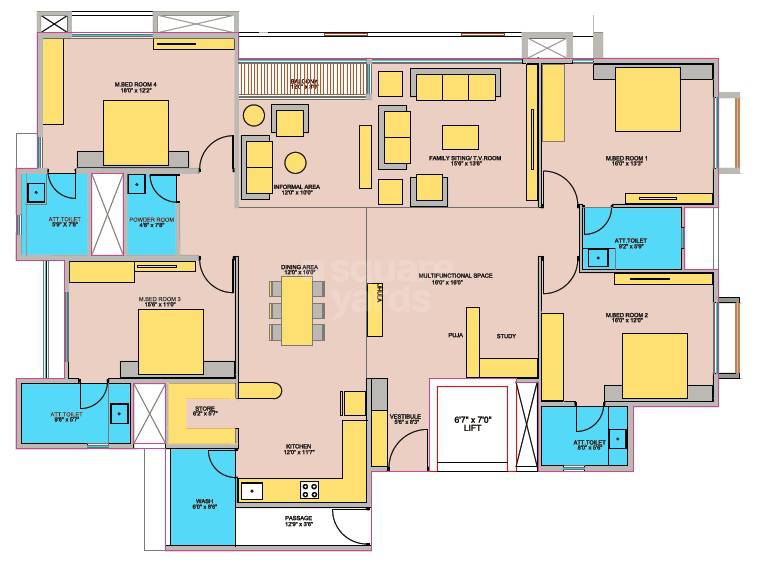 Floor plan of 4 BHK 4050 Sq. Ft. Apartment in Kumbh Avyanna, Ahmedabad