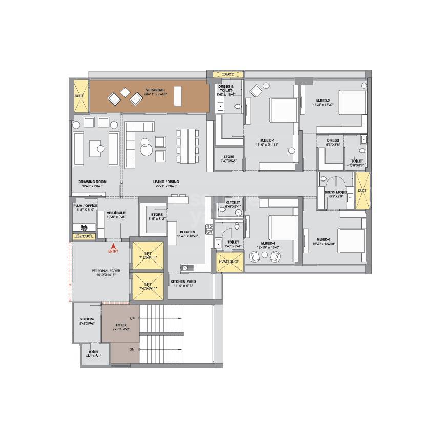 4 BHK 2738 Sq. Ft. Apartment