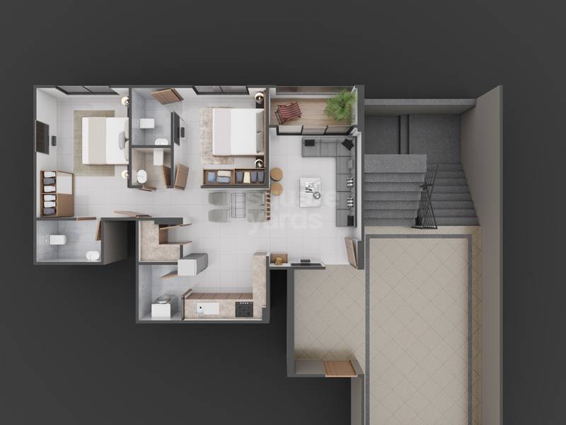 Floor plan of 2 BHK 666 Sq. Ft. Apartment in Meghreji Zainab Highland, Ahmedabad