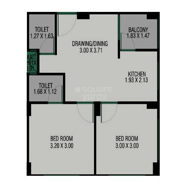 Floor plan of 2 BHK 445 Sq. Ft. Apartment in Murlidhar Greens, Ahmedabad