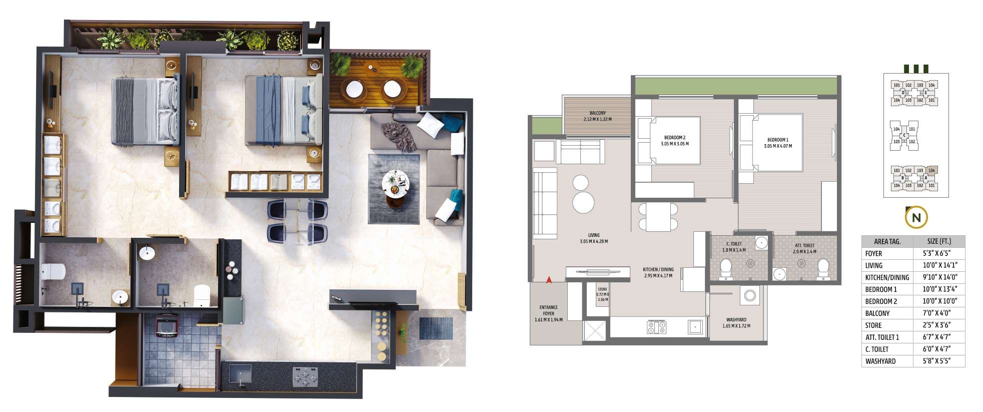 2 BHK 574 Sq. Ft. Apartment in Nand Radhe Greens