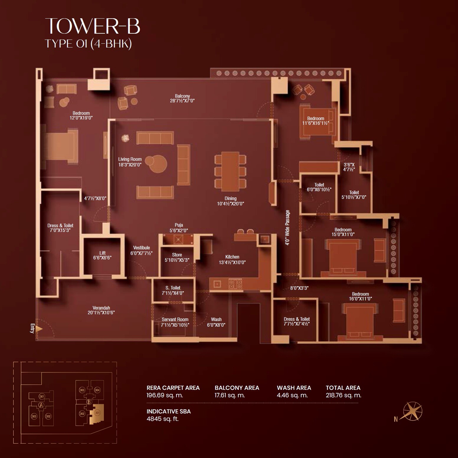 Floor plan of 4 BHK 4845 Sq. Ft. Apartment in NB Palm, Ahmedabad