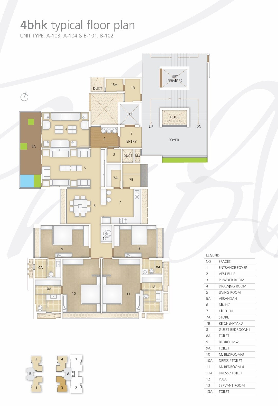 Floor plan of 4 BHK 3915 Sq. Ft. Apartment in Nishant Ratnaakar BeauMonde, Ahmedabad