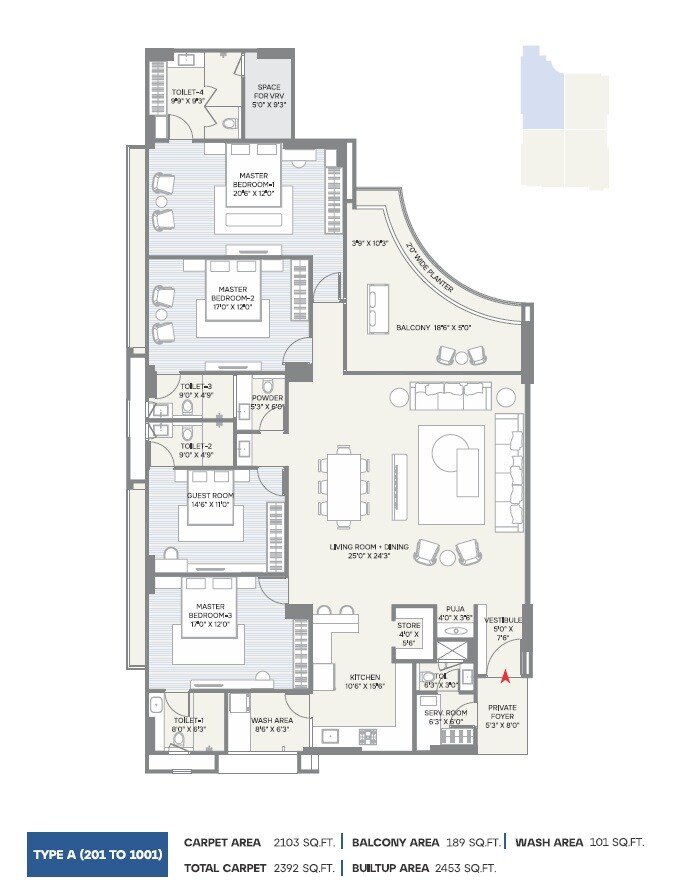 4 BHK 4905 Sq. Ft. Apartment