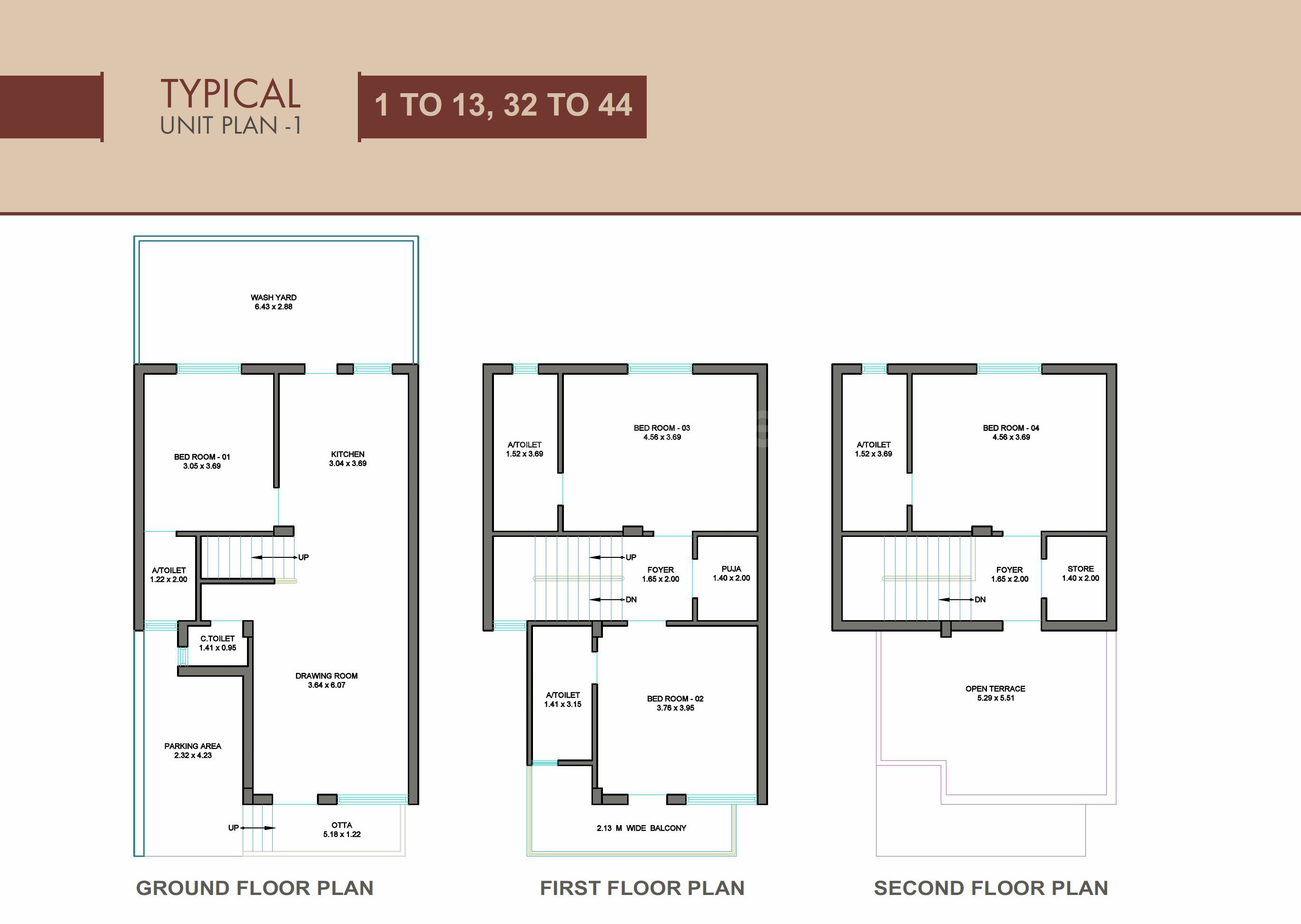 Floor plan of 4 BHK 1904 Sq. Ft. Villa in Parmeshwar Shivalay Gold, Ahmedabad