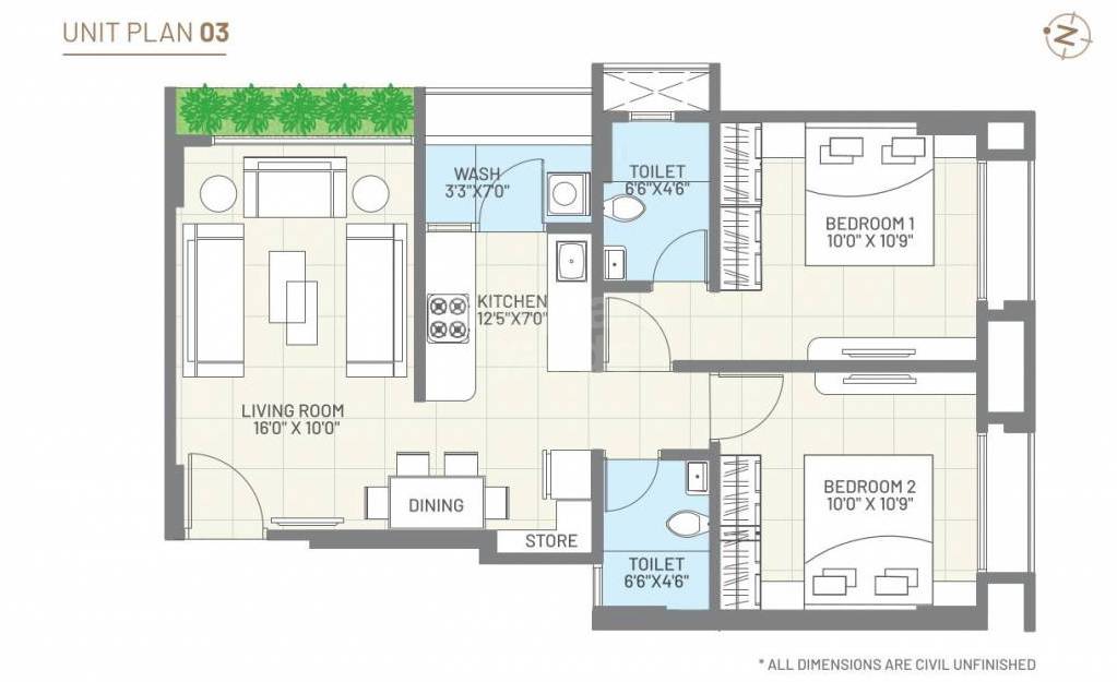 2 BHK 1171 Sq. Ft. Apartment