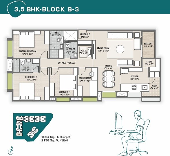 3 BHK 2196 Sq. Ft. Apartment