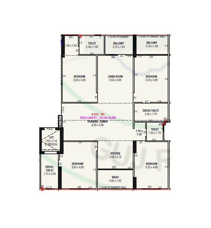4 BHK 1537 Sq. Ft. Apartment