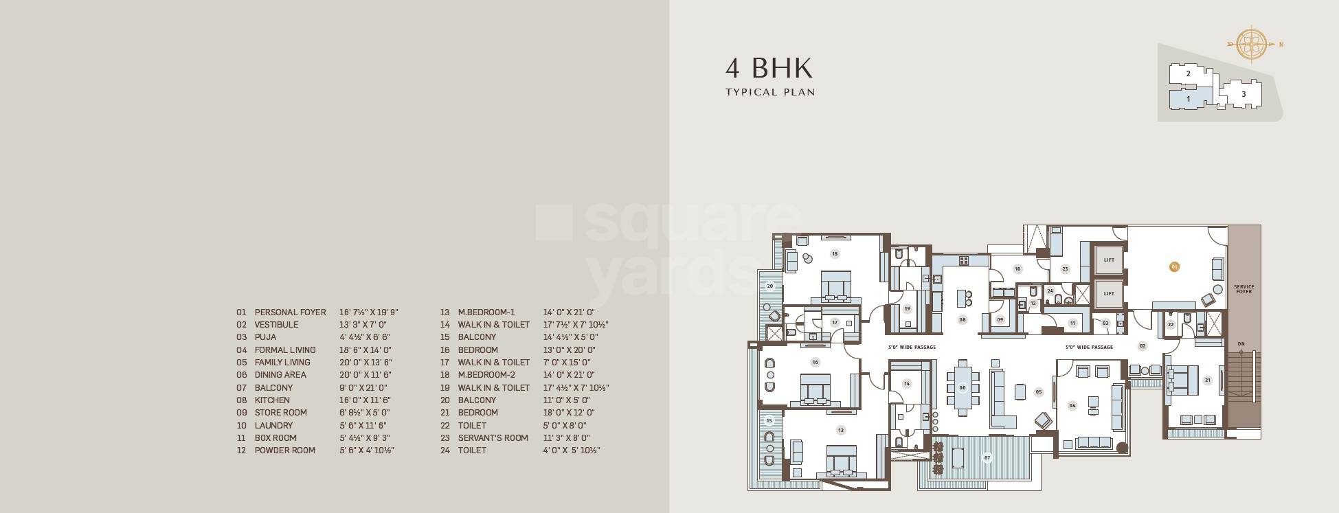 Floor plan of 4 BHK 3196 Sq. Ft. Apartment in Ratnaakar Eternity, Ahmedabad