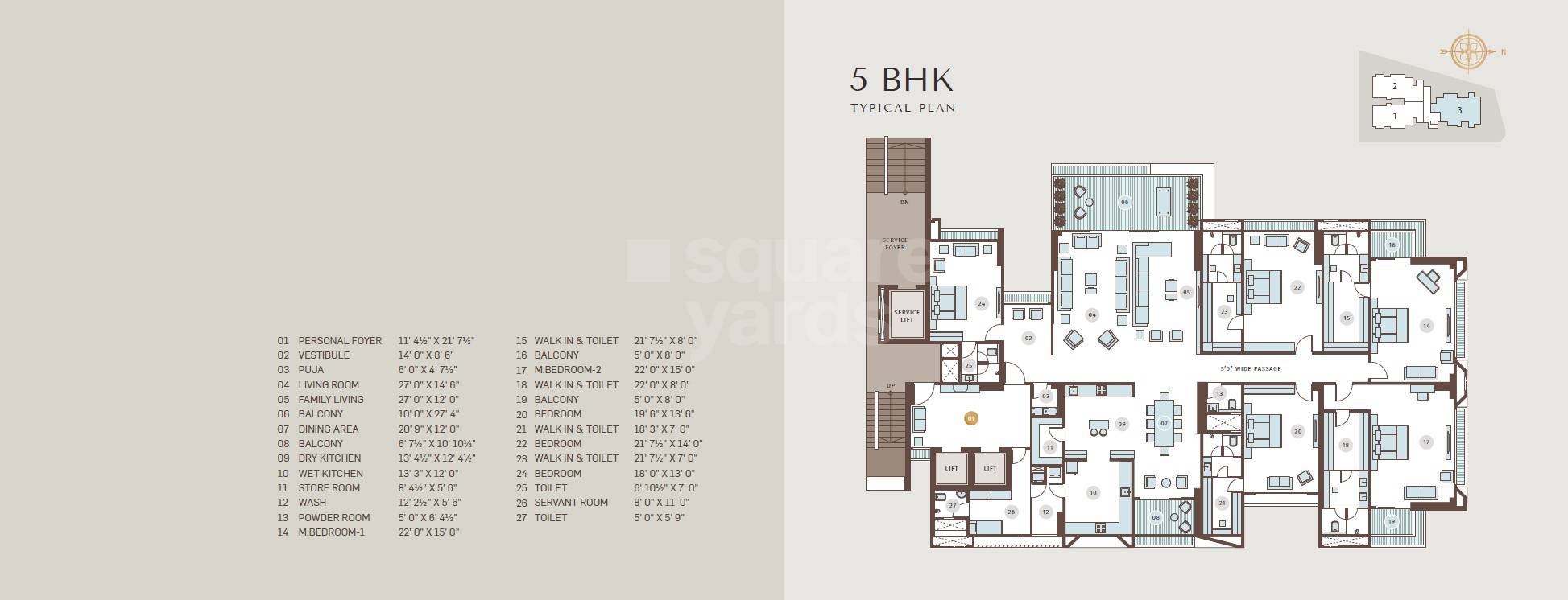 Floor plan of 5 BHK 4215 Sq. Ft. Apartment in Ratnaakar Eternity, Ahmedabad