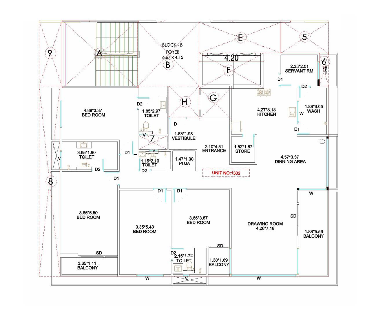 Floor plan of 4 BHK 4275 Sq. Ft. Apartment in Rehvassa Sofitel, Ahmedabad