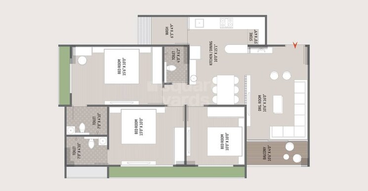 Other, rhythm-aura 3 Bedroom 1761 Sq.Ft. Apartment In Bopal Ahmedabad 8850054