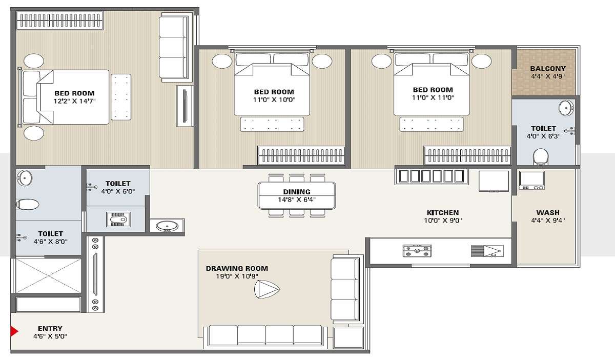 3 BHK 2160 Sq. Ft. Apartment in Royal Rudraksha