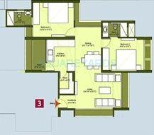 Floor plan of 2 BHK 1187 Sq. Ft. Apartment in Safal Constructions Sameep, Ahmedabad