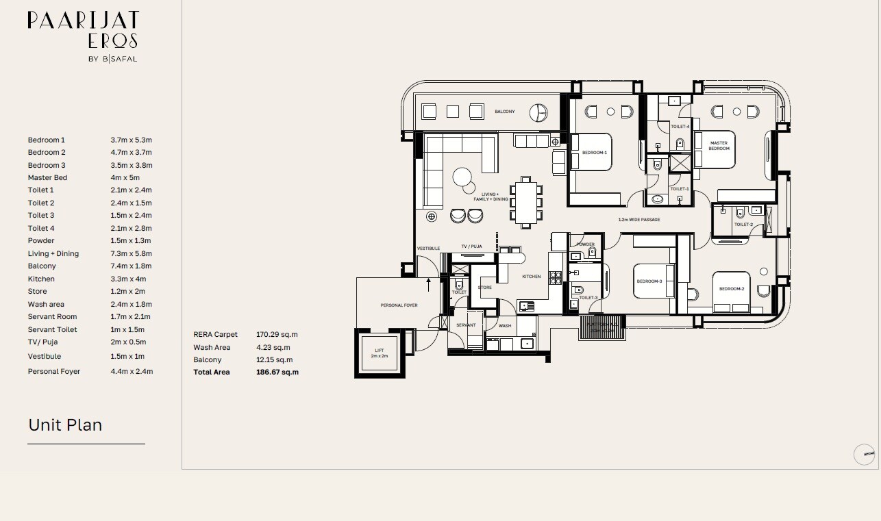 4 BHK 1833 Sq. Ft. Apartment