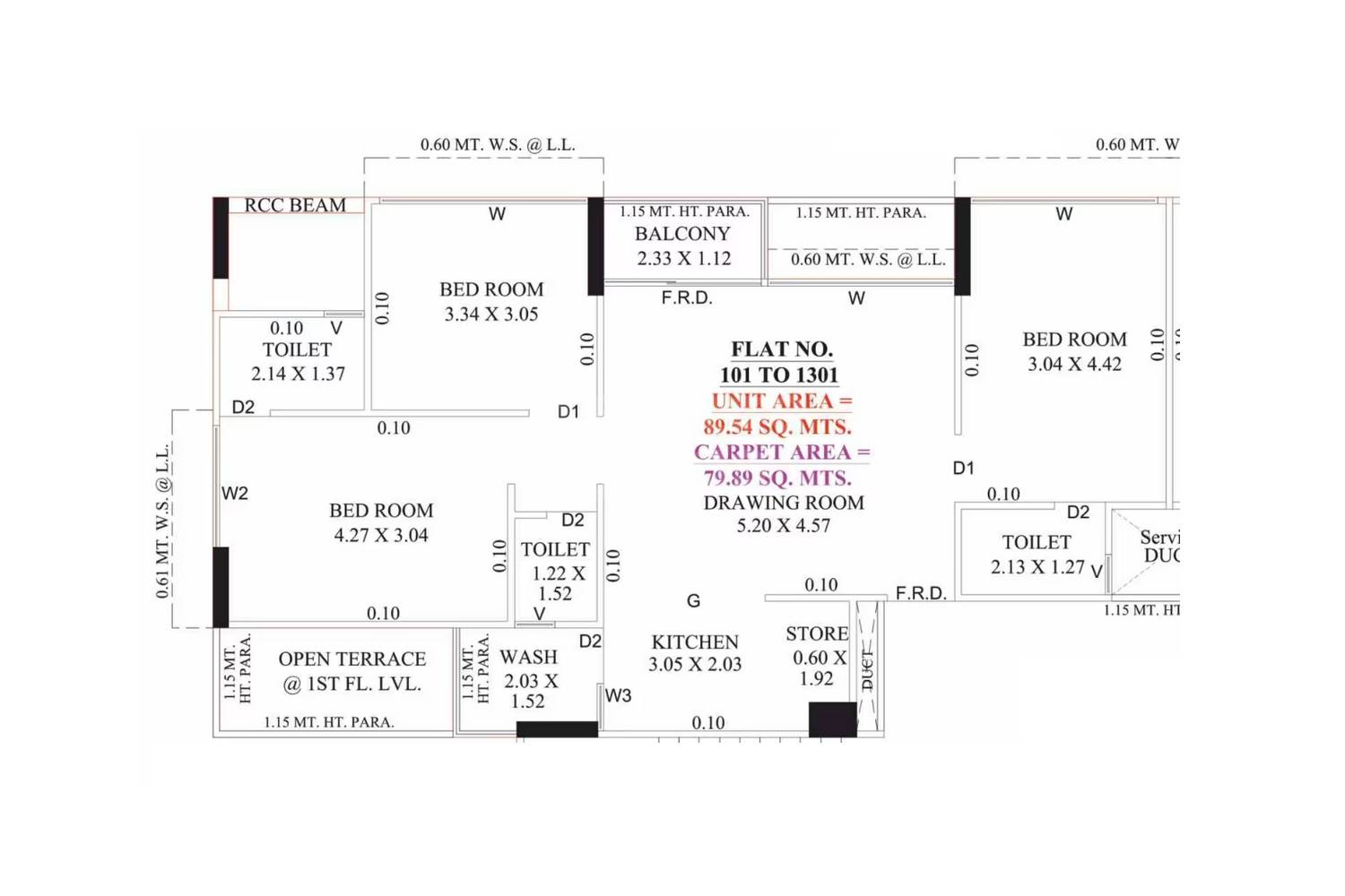 Floor plan of 3 BHK 860 Sq. Ft. Apartment in Saffron Sky Nikol, Ahmedabad