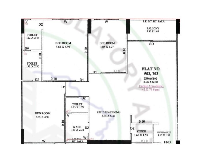 3 BHK 1214 Sq. Ft. Apartment