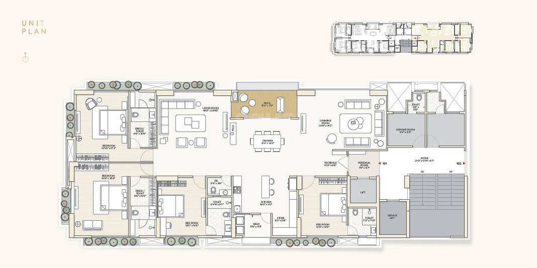 Floor plan of 4 BHK 5151 Sq. Ft. Apartment in Sahajanand Skyros, Ahmedabad