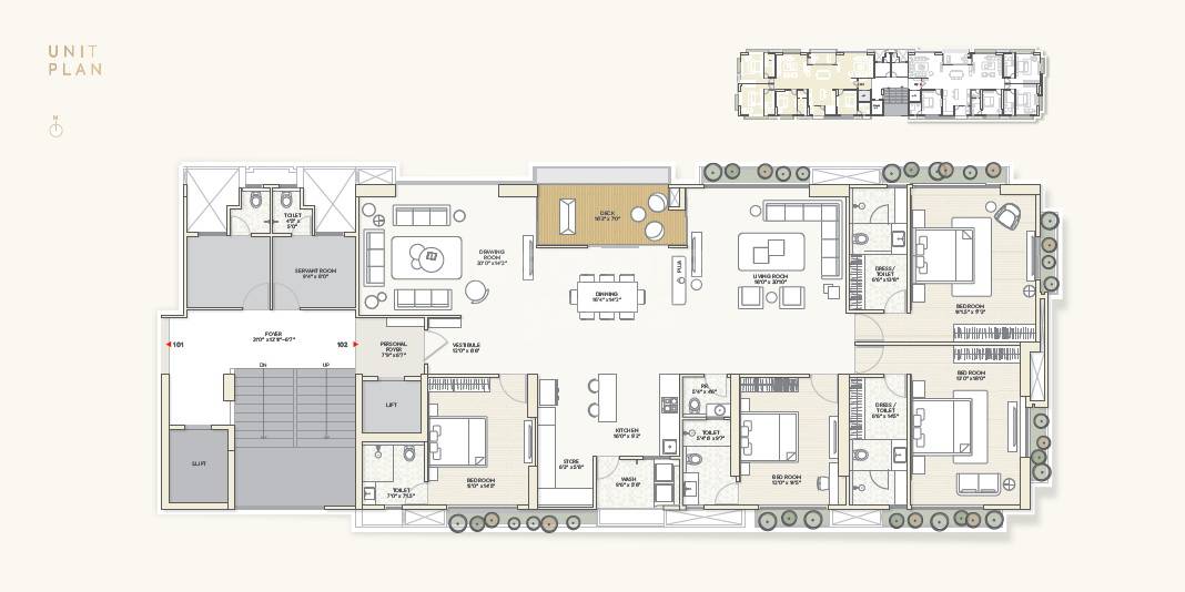 Floor plan of 4 BHK 5168 Sq. Ft. Apartment in Sahajanand Skyros, Ahmedabad