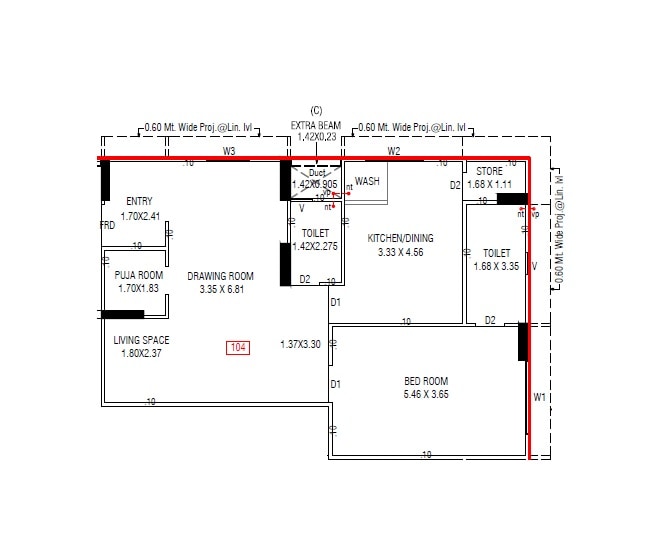 1 BHK 939 Sq. Ft. Apartment