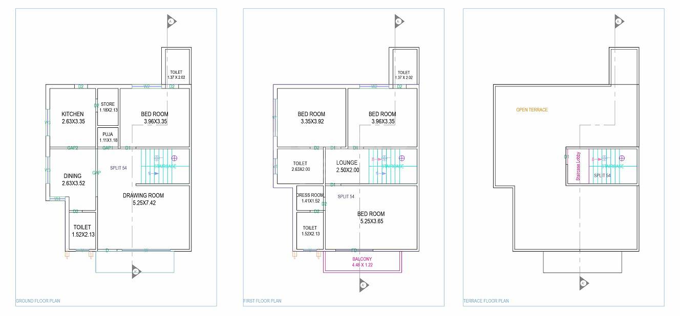 Floor plan of 4 BHK 1412 Sq. Ft. Apartment in Sahjanand Green Villa, Ahmedabad