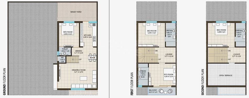 Floor plan of 4 BHK 1666 Sq. Ft. Villa in Sahyog Shoolin Bunglows, Ahmedabad