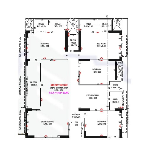 3 BHK 796 Sq. Ft. Apartment