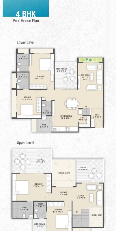 Floor plan of 4 BHK 3091 Sq. Ft. Apartment in Sangani Shaligram Lakeview, Ahmedabad