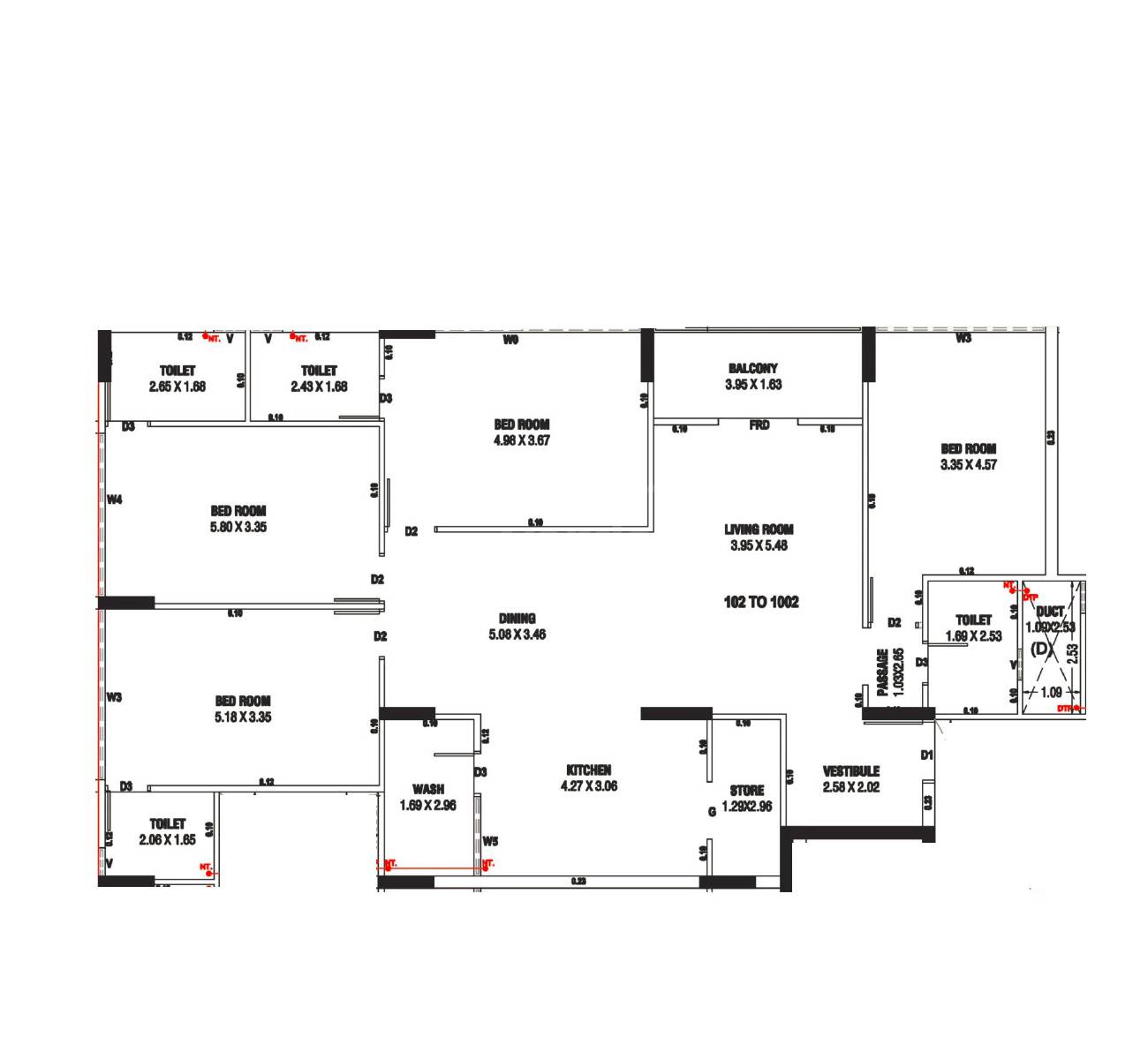 Floor plan of 4 BHK 1541 Sq. Ft. Apartment in Saral Ombre, Ahmedabad