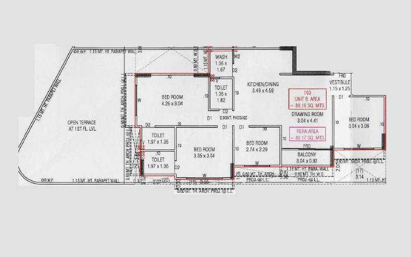 Floor plan of 4 BHK 863 Sq. Ft. Apartment in Sarvada Solo Bliss, Ahmedabad