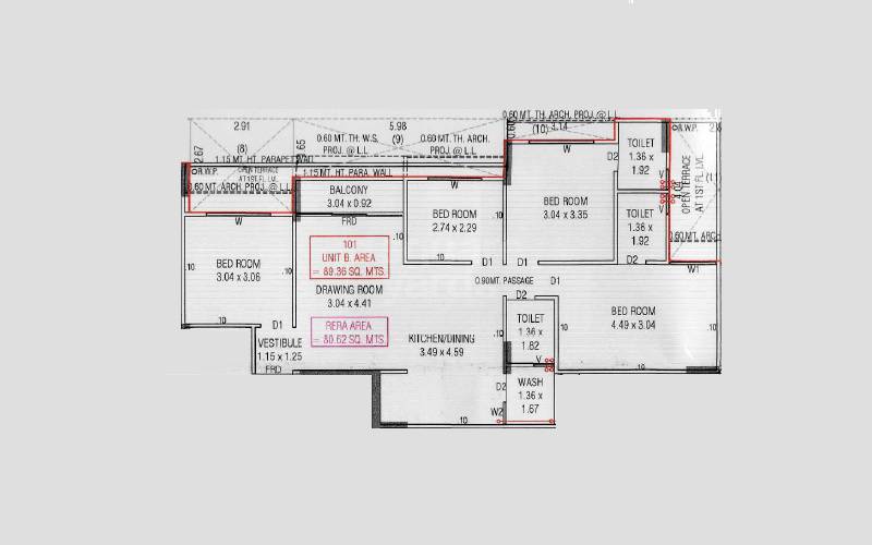Floor plan of 4 BHK 868 Sq. Ft. Apartment in Sarvada Solo Bliss, Ahmedabad