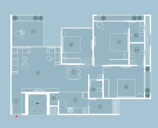 3 BHK 2484 Sq. Ft. Apartment