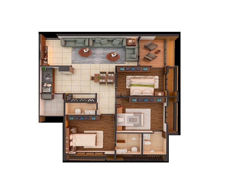 Floor plan of 3 BHK 1935 Sq. Ft. Apartment in Satyasankalp Naroda Lavish, Ahmedabad